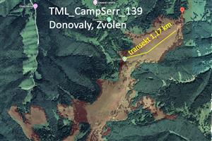 Mapka TML_CampSerr_139 s vyznačeným transektom