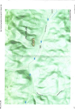 Horné Hámre, Beňov vrch - preskenovaná mapa s vyšráfovanou plochou psiarkovej lúky