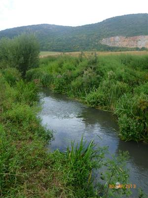 pohľad na kontrolovaný úsek Drienovského potoka