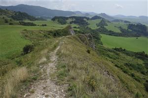 Severné svahy (vľavo) s Tr1c, južné svahy (vpravo) s Tr5 (porasty s Festuca pallens)