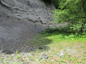 pohľad na TML - vyschnutá časť lomu