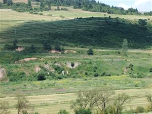 Pohľad na biotop, nad ňou - spevnená plocha po bývalej šachte (kedysi tam bola baňa)