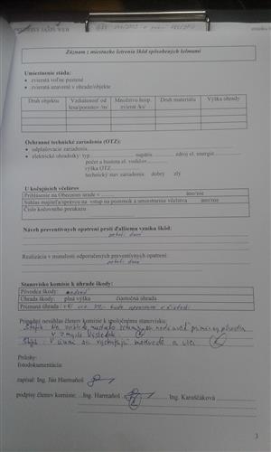Zaznam z miestneho šetrenia.