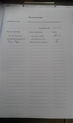 Záznam z miestneho šetrenia.