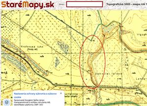 Výrez zo starej mapy Topografická 1:5000